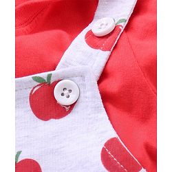 Babyhug Cotton Knit Full Sleeves Solid Tee & Apple Printed Dungaree - Red & Grey