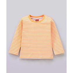 Babyhug Cotton Dungaree and Full Sleeves T-Shirt Set Cat Print - Orange and Green