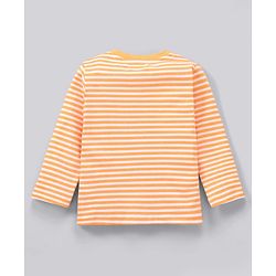 Babyhug Cotton Dungaree and Full Sleeves T-Shirt Set Cat Print - Orange and Green