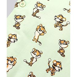 Babyhug Cotton Dungaree and Full Sleeves T-Shirt Set Cat Print - Orange and Green