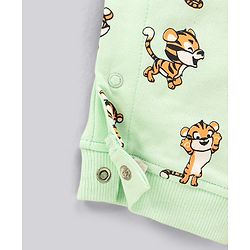 Babyhug Cotton Dungaree and Full Sleeves T-Shirt Set Cat Print - Orange and Green