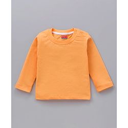 Babyhug Cotton Knit Full Sleeves Solid Tee & Igloo & Penguin Printed Dungaree - Orange & Light Blue