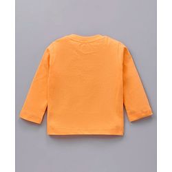 Babyhug Cotton Knit Full Sleeves Solid Tee & Igloo & Penguin Printed Dungaree - Orange & Light Blue