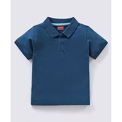 Babyhug Cotton Dungaree with Half Sleeves Solid T-shirt - Blue