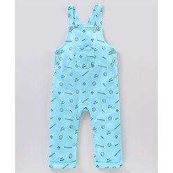 Babyhug Cotton Dungaree with Half Sleeves Solid T-shirt - Blue