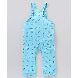Babyhug Cotton Dungaree with Half Sleeves Solid T-shirt - Blue
