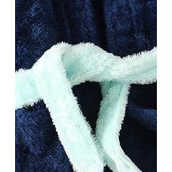 Babyhug Full Sleeves Hooded Velour Bath Robe - Navy Blue