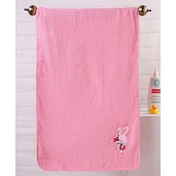 Babyhug Cotton Woven Embroidered Baby Towel - Pink