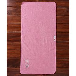 Babyhug Cotton Woven Embroidered Baby Towel - Pink