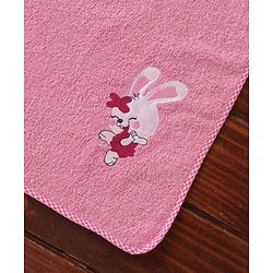 Babyhug Cotton Woven Embroidered Baby Towel - Pink