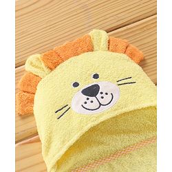 Babyhug Cotton Woven Hooded Lion Embroidery Hodded Towel - Yellow