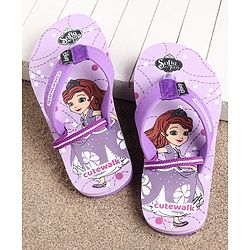 Cute Walk by Babyhug Flip Flops Princess Sofia Print - Purple