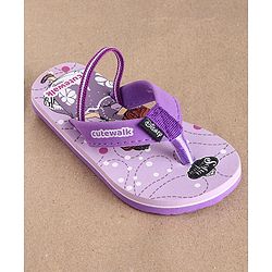 Cute Walk by Babyhug Flip Flops Princess Sofia Print - Purple