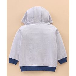 Babyhug Full Sleeves Hooded Sweat Jacket with Mickey Mouse Print & Applique - White Melange