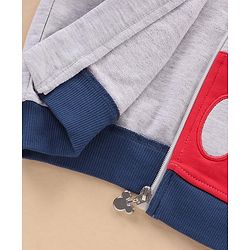 Babyhug Full Sleeves Hooded Sweat Jacket with Mickey Mouse Print & Applique - White Melange