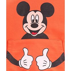 Babyhug Cotton Blend Full Sleeves Hooded Sweatshirt Mickey Mouse Print & Tipping Flat Rib - Orange