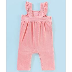 Babyhug 100% Cotton Dungaree With Full Sleeves T-Shirt Floral Embroidery - White & Pink