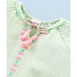 Babyhug 100% Viscose Woven Full Sleeves Embroidered Top and Jeggings Set - Pink & Green