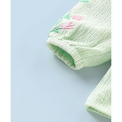 Babyhug 100% Viscose Woven Full Sleeves Embroidered Top and Jeggings Set - Pink & Green