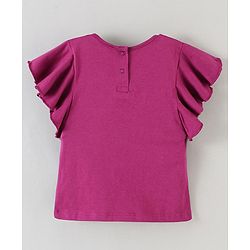 Babyhug Half Sleeves Top and Skirt Floral Embroidery - Purple