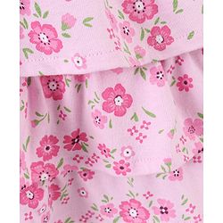 Babyhug Half Sleeves Top and Skirt Floral Embroidery - Purple