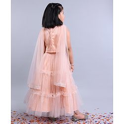Babyhug Sleeveless Sequined Choli Lehenga with Bordered Dupatta - Sea Pink