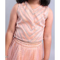 Babyhug Sleeveless Sequined Choli Lehenga with Bordered Dupatta - Sea Pink
