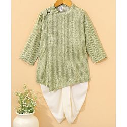 Babyhug Full Sleeves Printed Kurta & Dhoti - Light Green