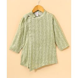 Babyhug Full Sleeves Printed Kurta & Dhoti - Light Green