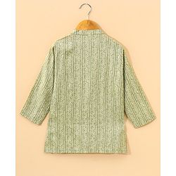Babyhug Full Sleeves Printed Kurta & Dhoti - Light Green