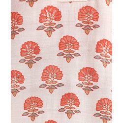 Babyhug Full Sleeves Brocade Kurta & Dhoti Set Floral Print - Cream Orange