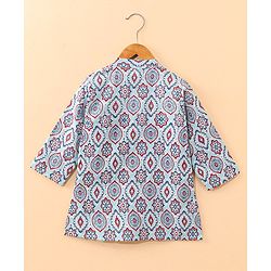 Babyhug Cotton Full Sleeves Digital Printed Kurta - Light Blue