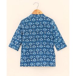 Babyhug Cotton Woven Full Sleeves Floral Printed Kurta - Indigo