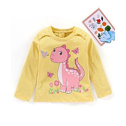 Babyhug Full Sleeves Tees With Graphics & Bow Detailing Multiprint - Yellow