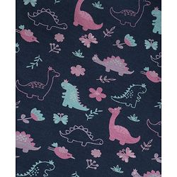 Babyhug Full Sleeves Top With Frill Detailing & Dino Print - Navy Blue