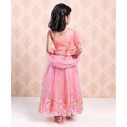 Babyhug Singlet Choli & Lehenga With Net Dupatta Floral Embroidery - Light Pink