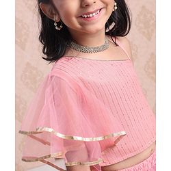 Babyhug Singlet Choli & Lehenga With Net Dupatta Floral Embroidery - Light Pink