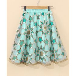 Babyhug Sleeveless Embroidered Choli Lehenga And Dupatta - Aqua