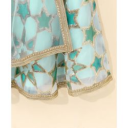 Babyhug Sleeveless Embroidered Choli Lehenga And Dupatta - Aqua