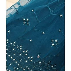 Babyhug Half Sleeves Embroidered Choli Lehenga And Dupatta - Teal