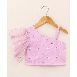 Babyhug Sleeveless Embroidered Choli Lehenga And Dupatta - Lavender