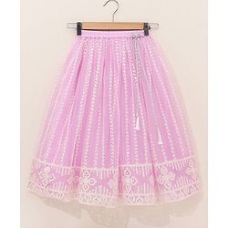 Babyhug Sleeveless Embroidered Choli Lehenga And Dupatta - Lavender