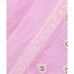 Babyhug Sleeveless Embroidered Choli Lehenga And Dupatta - Lavender