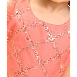 Babyhug Sleeveless Sequined Choli Lehenga & Dupatta Set with Embroidery - Coral
