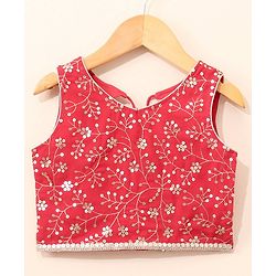 Babyhug Sleeveless Choli Lehenga With Dupatta Embroidered - Red