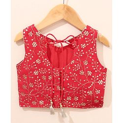 Babyhug Sleeveless Choli Lehenga With Dupatta Embroidered - Red