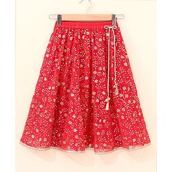 Babyhug Sleeveless Choli Lehenga With Dupatta Embroidered - Red