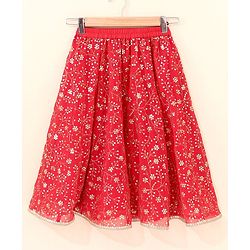 Babyhug Sleeveless Choli Lehenga With Dupatta Embroidered - Red