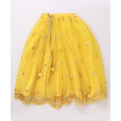Babyhug Sleeveless Sequinned Choli & Lehenga With Net Dupatta - Yellow