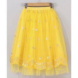 Babyhug Sleeveless Sequinned Choli & Lehenga With Net Dupatta - Yellow